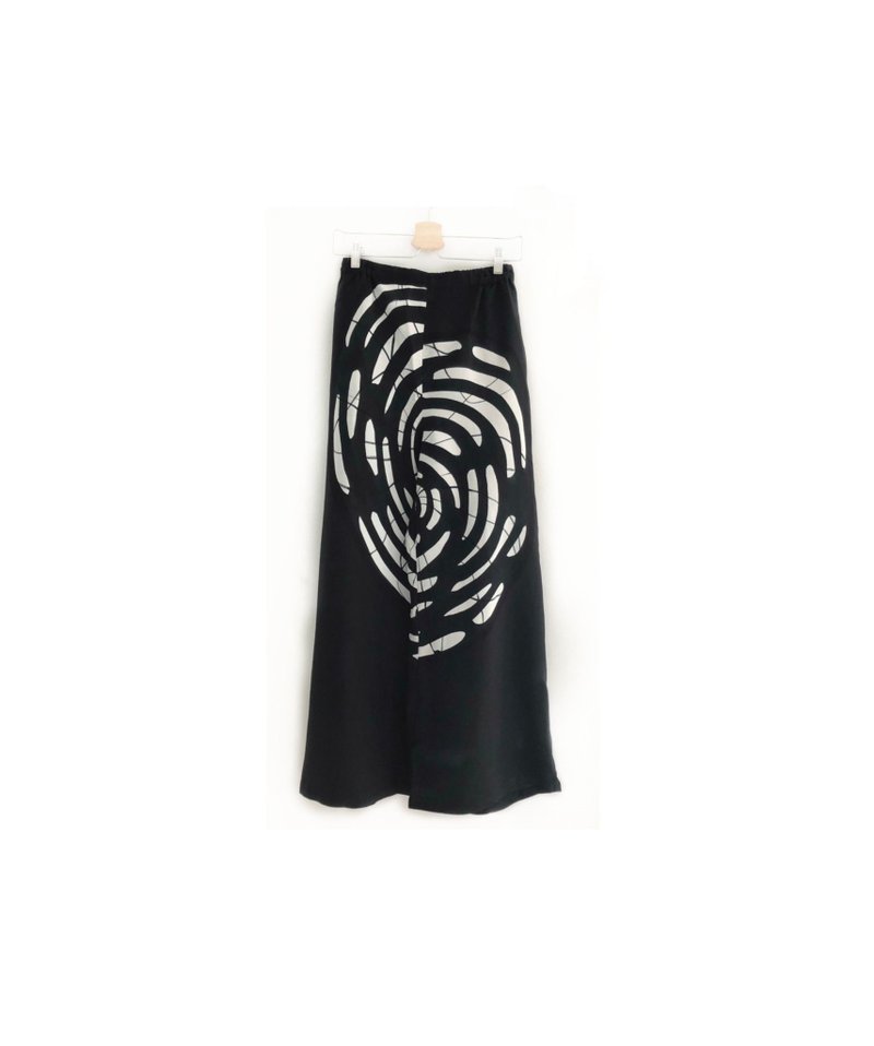 Long Pant Cotton Rayon Hand Paint Free Size For Summer Beach - 女長褲 - 棉．麻 黑色