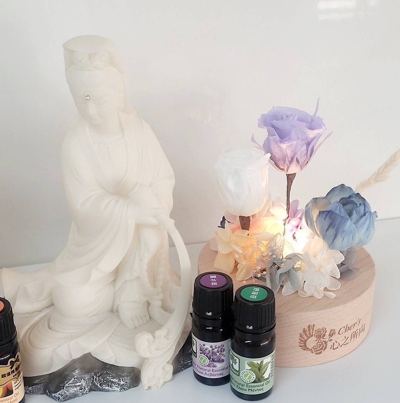 Real flower aromatherapy Buddha boutique 1: Buddha lantern (everlasting diffused table flowers + vitality rock essential oil) - ของวางตกแต่ง - พืช/ดอกไม้ สีม่วง