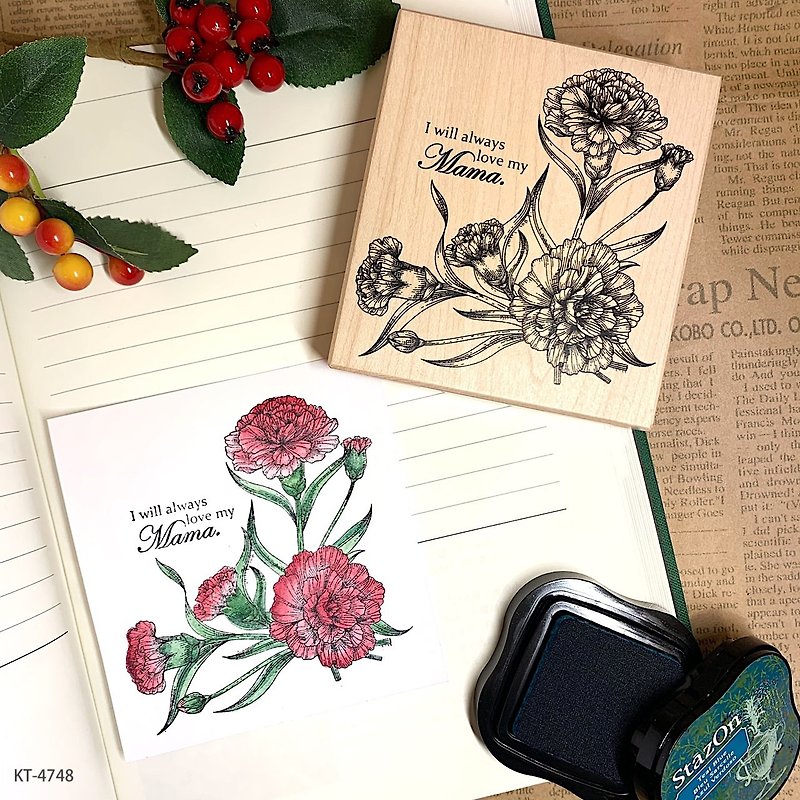 Maple Wood Stamp- I Love Mom Carnation KT-4748 - ตราปั๊ม/สแตมป์/หมึก - ไม้ 