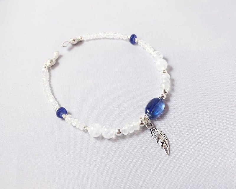 MH Series _ custom sterling silver natural stone guardian Wings - Bracelets - Gemstone Blue