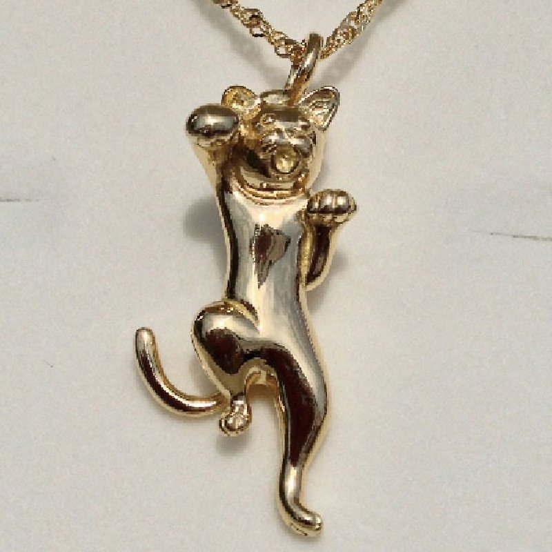 Small beckoning cat pendant silver925 / K18 (Made In Japan) - สร้อยคอ - โลหะ สีทอง