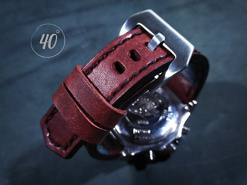 40degreeshandcraft Deep red Pueblo Leather watch strap, Handmade leather watch strap