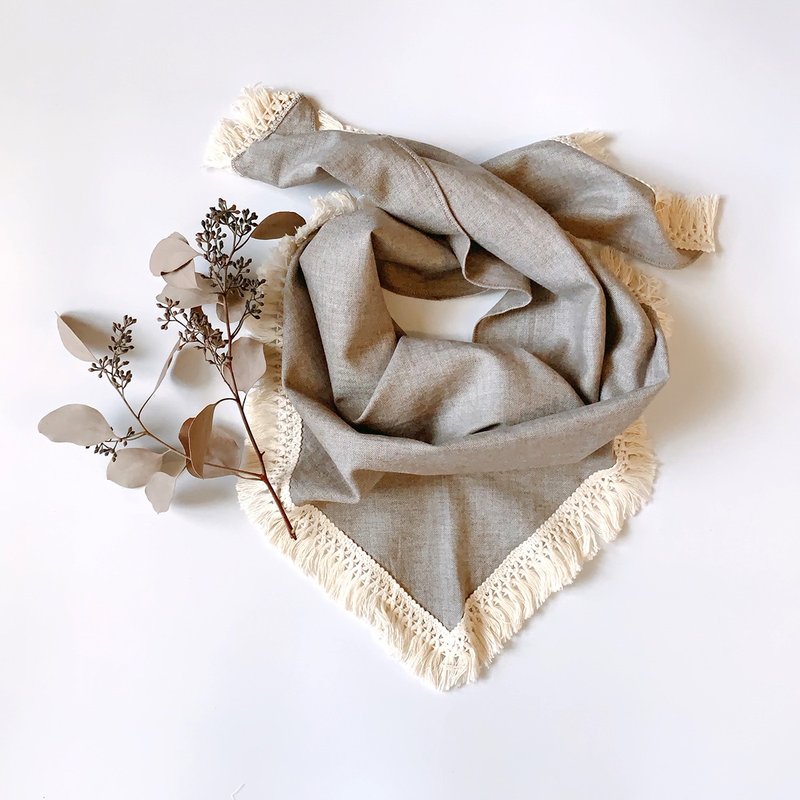 Organic cotton tassel hand-made neck circumference and scarf (adults, children) - Knit Scarves & Wraps - Cotton & Hemp Brown