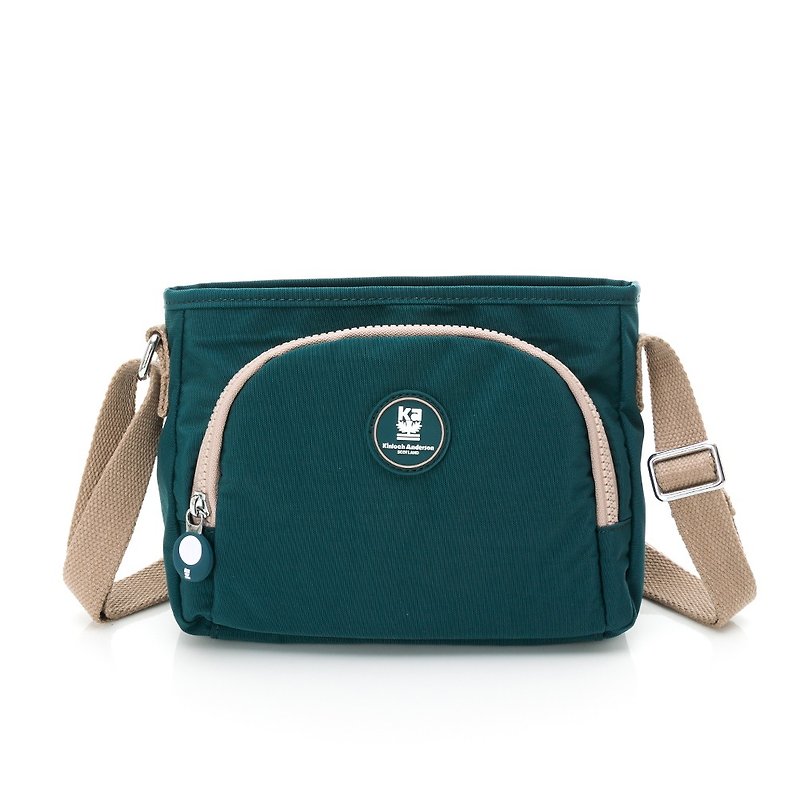[Kinloch Anderson] Misty Forest Zipper Front Pocket Diagonal Side Bag - Blue - กระเป๋าแมสเซนเจอร์ - ไนลอน สีน้ำเงิน