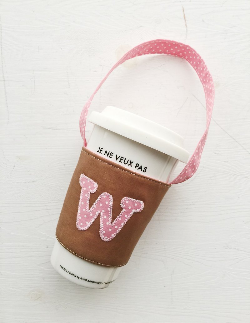 Hairmo exclusive letter portable beverage bag - purple point (hand cup / coffee cup / accompanying cup) - ถุงใส่กระติกนำ้ - ผ้าฝ้าย/ผ้าลินิน สีม่วง