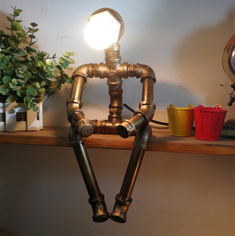 loft美式工業風水管機器人臺燈創意臺燈 - 燈具/燈飾 - 其他金屬 
