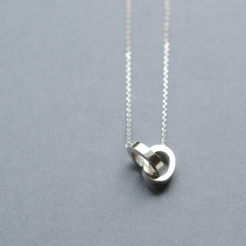 ダブル リング メンズ ネックレス シルバー925 - 項鍊 - 其他金屬 銀色