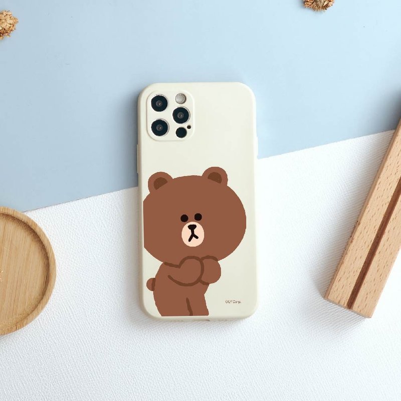 LINE FRIENDS經典-誠懇熊大全包iPhone手機殼 - 手機殼/手機套 - 矽膠 多色