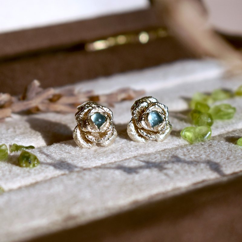 [Handmade] Blooming Self Series - Rose Earrings (Stone) - Earrings & Clip-ons - Sterling Silver Silver