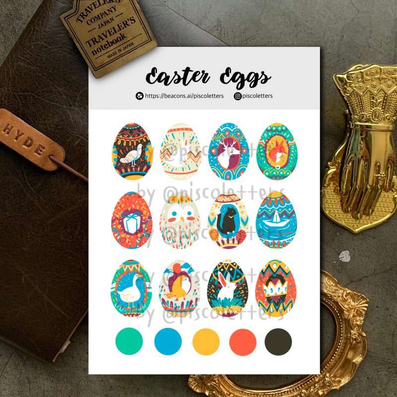 Easter Eggs Sticker Sheet - สติกเกอร์ - กระดาษ 