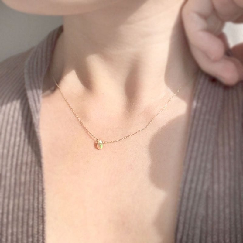 K14gf Opal Necklace, October Birthstone, Dainty Necklace - 項鍊 - 寶石 多色