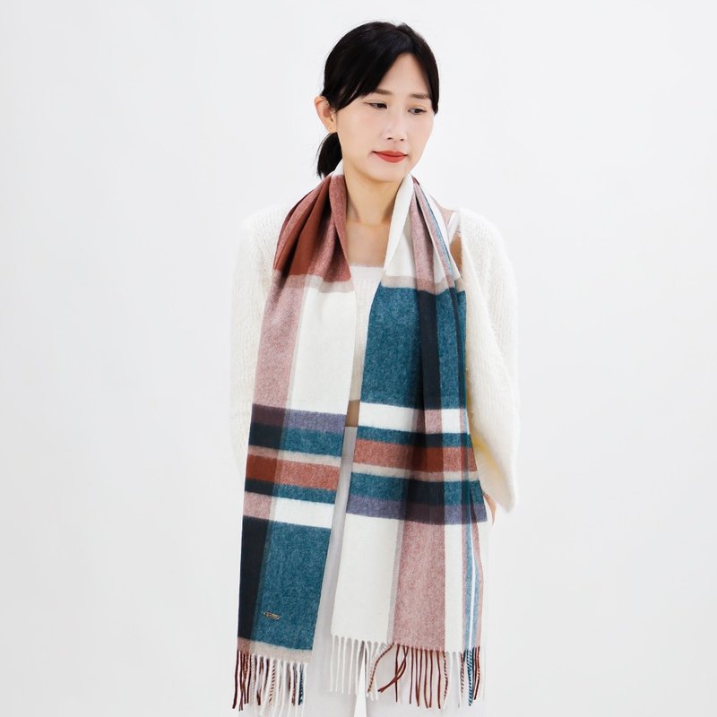 綠棕格紋 | 獨創格紋 喀什米爾圍巾 - 絲巾 - 羊毛 綠色