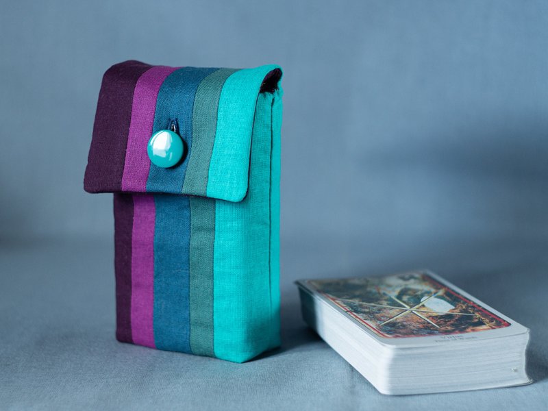 Turquoise Burgundy Cotton Tarot Cards Case Oracle Deck Pouch Tarot Deck Holder - อื่นๆ - ผ้าฝ้าย/ผ้าลินิน สีม่วง