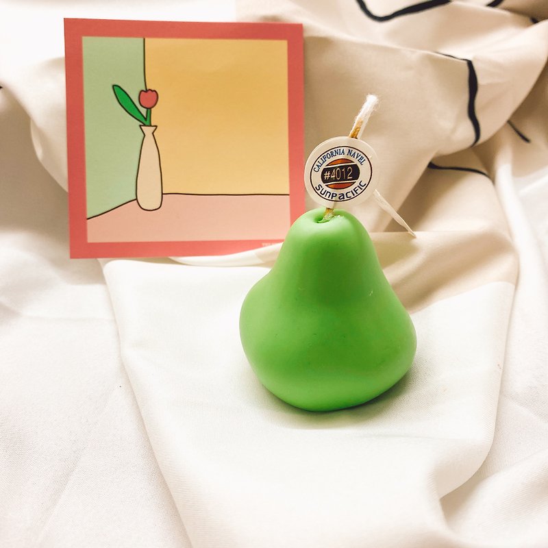 洋ナシ手作りの香りのキャンドル - キャンドル・燭台 - 蝋 グリーン