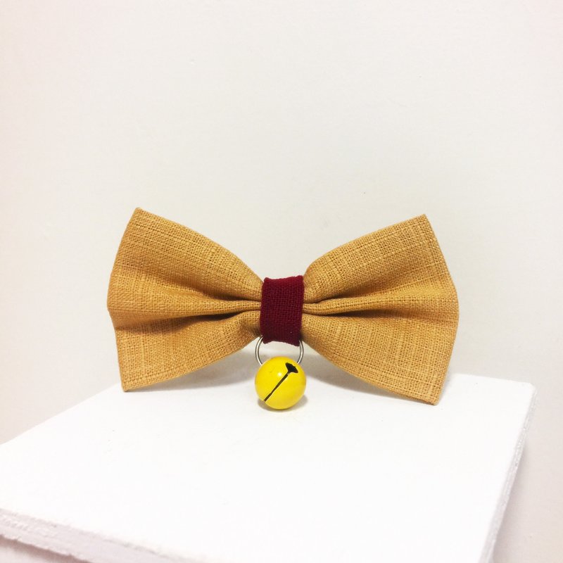 TOTOMOMO. Basic - Yellow X crimson. Dog cat collar bow - Collars & Leashes - Cotton & Hemp Yellow