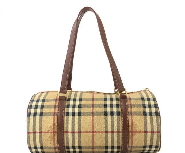 日本直送 名牌中古包 】Burberry バーバリー ノバチェック 筒形