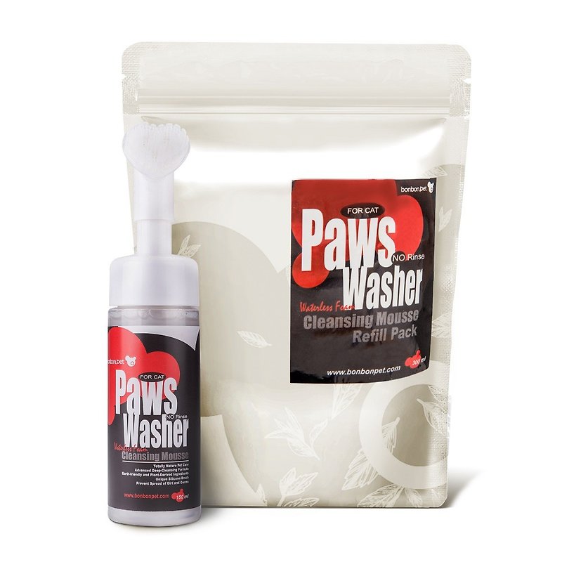 bonbonpet Paws Washer Cleansing Mousse for cats/value set 450ml , no rinsing - ทำความสะอาด - พลาสติก สีดำ