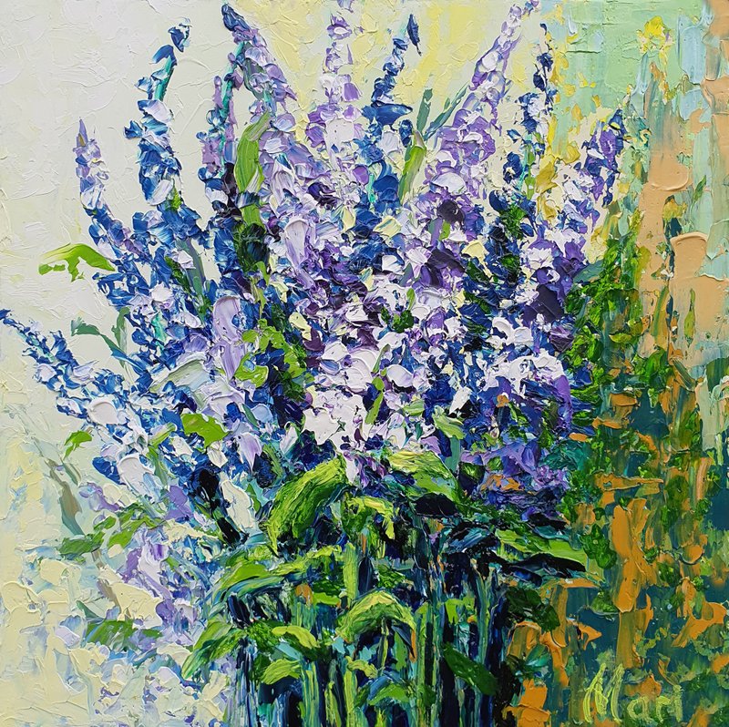 Provence Painting Bluebonnet French Countryside Riviera Flowers Lavender Bouquet - โปสเตอร์ - วัสดุอื่นๆ หลากหลายสี