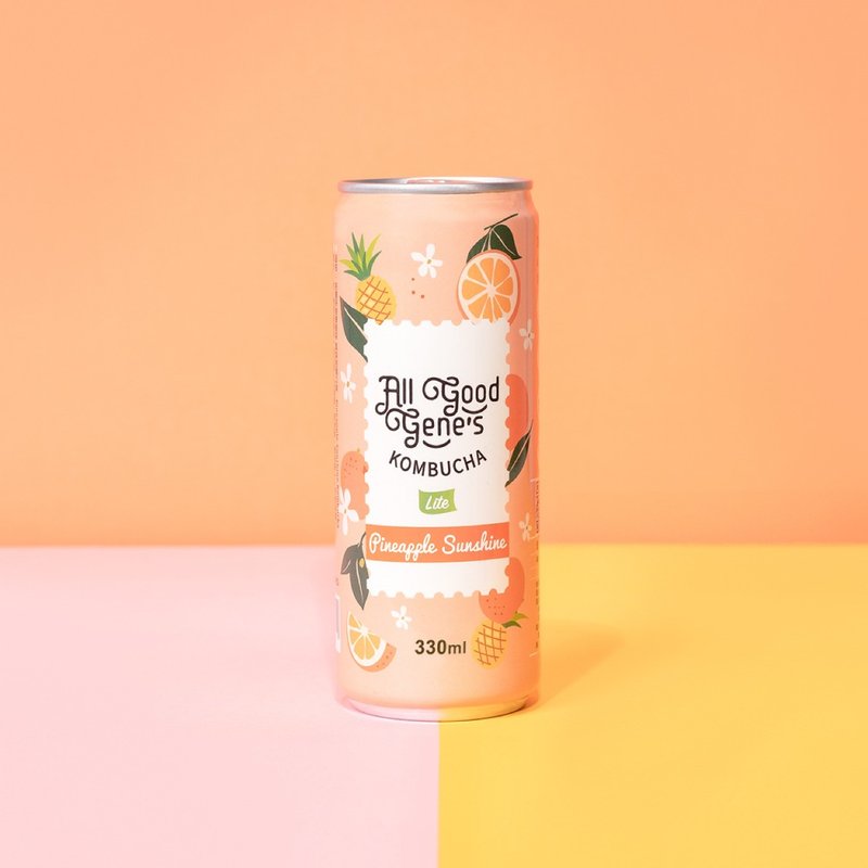 Pineapple Sunshine Kombucha 330ml - Tea - Fresh Ingredients Orange