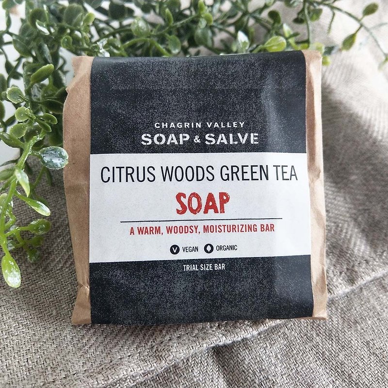 試用-美國Chagrin Valley天然有機抹茶柑橘保濕植物皂1.7OZ-約47g - 肥皂/手工皂 - 新鮮食材 綠色