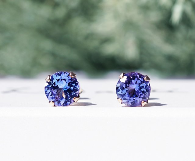 Natural Tanzanite Gorgeous 14K GF Diamond Cut offers 8MM Stud Earrings