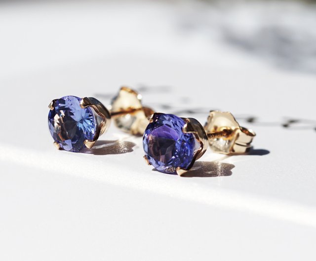 Natural Tanzanite Gorgeous 14K GF Diamond Cut offers 8MM Stud Earrings