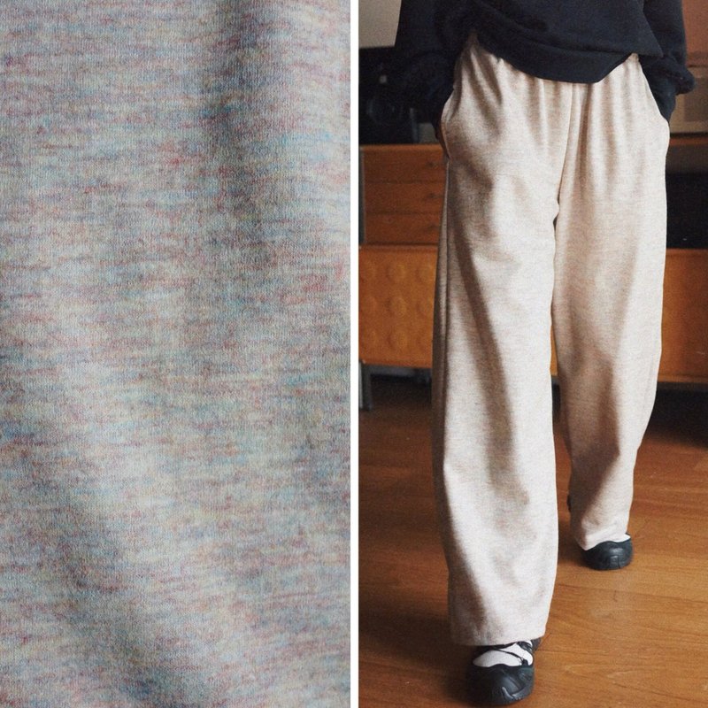 Colorful white wool winter warm straight pants casual long pants wide leg pants unisex unisex - กางเกงขายาว - ขนแกะ ขาว