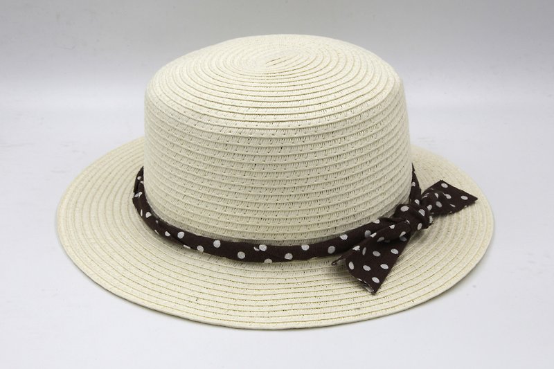【Paper Home】 Small bowler hat (white) paper thread weave - หมวก - กระดาษ ขาว