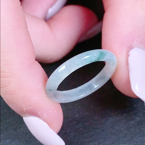 瓔珞珠寶盒 E.L.Jewelry Box 【求‧緣】冰種飄綠花翡翠戒指戒圈 | 國際10圍 | 天然緬甸玉A貨
