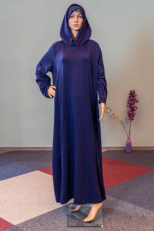 NOTIMETOEXPLAIN Muslim oversize dress / Sport blue dress / Maxi dress with long sleeve