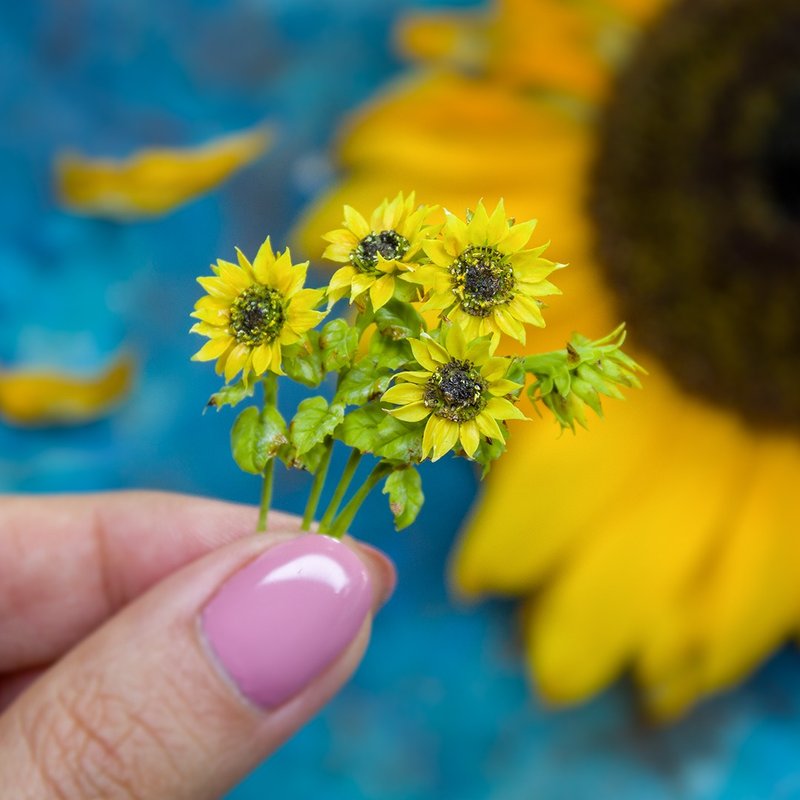 TUTORIAL Miniature sunflower with air dry clay | PDF + video - 線上教學/教學影片 - 其他材質 