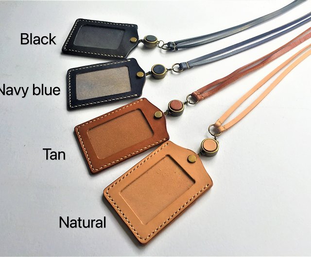Custom Leather ID holder // ID Holder Leather Lanyard // ID Pass