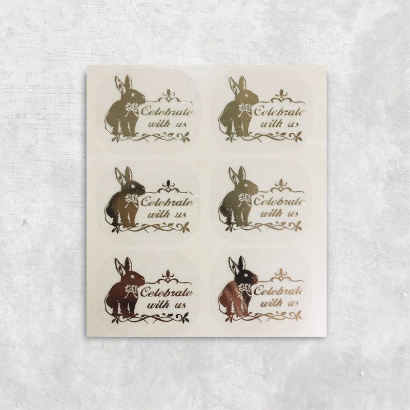 celebrate with us Retro Rabbit Transparent Bronzing Sticker 100 Sheets Set - สติกเกอร์ - พลาสติก 