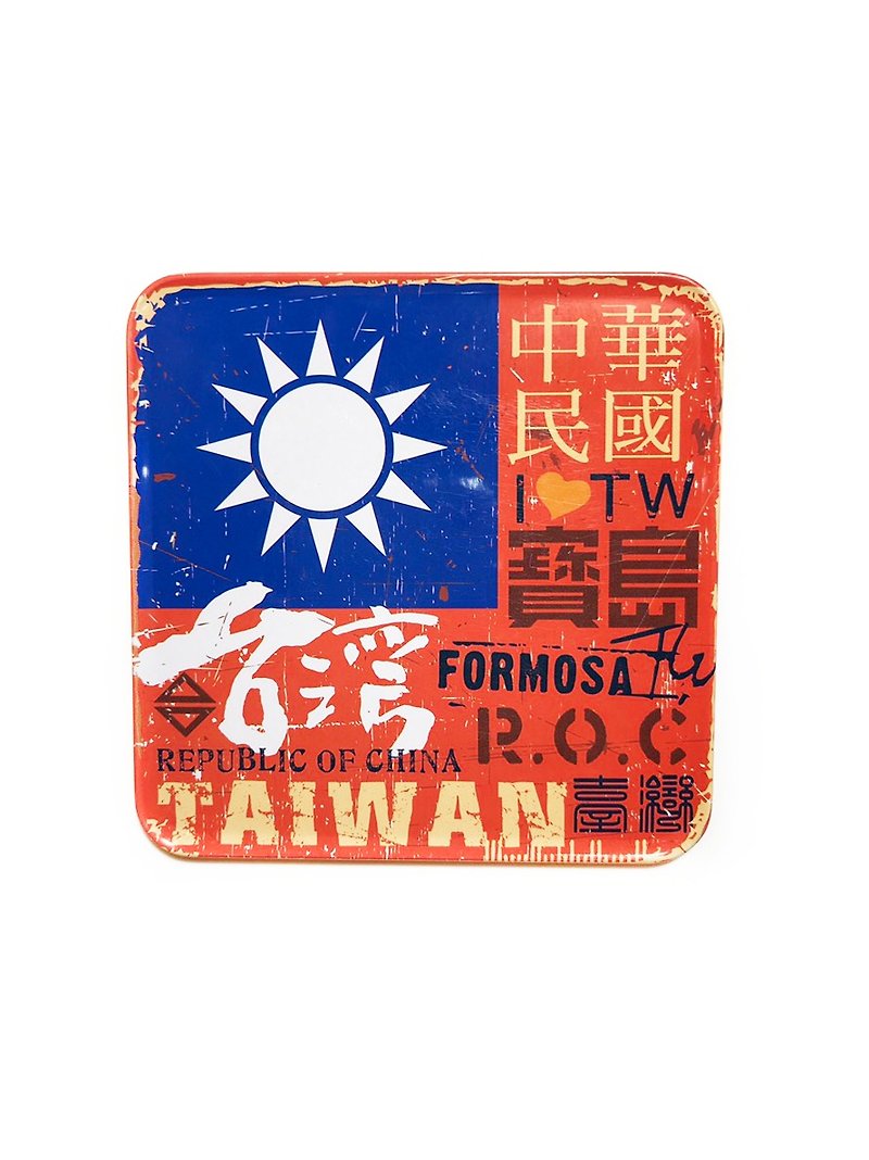 Taiwan Flag [Taiwan Impression Square Coaster] - Coasters - Other Metals Red
