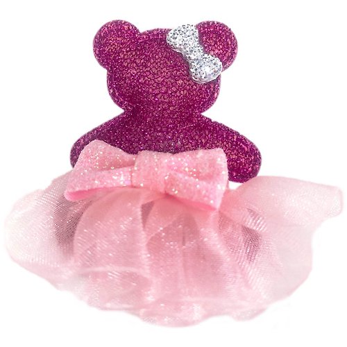 Cutie Bella 美好生活精品館 芭蕾舞小熊髮夾 全包布手工髮飾Dancing Teddy-Fuchsia