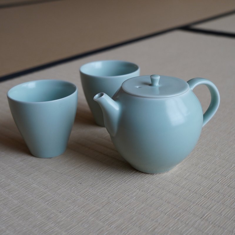 [Pre-order] Yayun Ceramic Tea Set (Light Cyan) - Teapots & Teacups - Pottery 