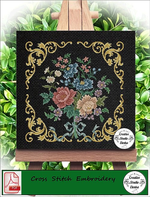 CreativeStudioElenka Vintage Cross Stitch Scheme Pattern flowers 1 - PDF Embroidery Scheme