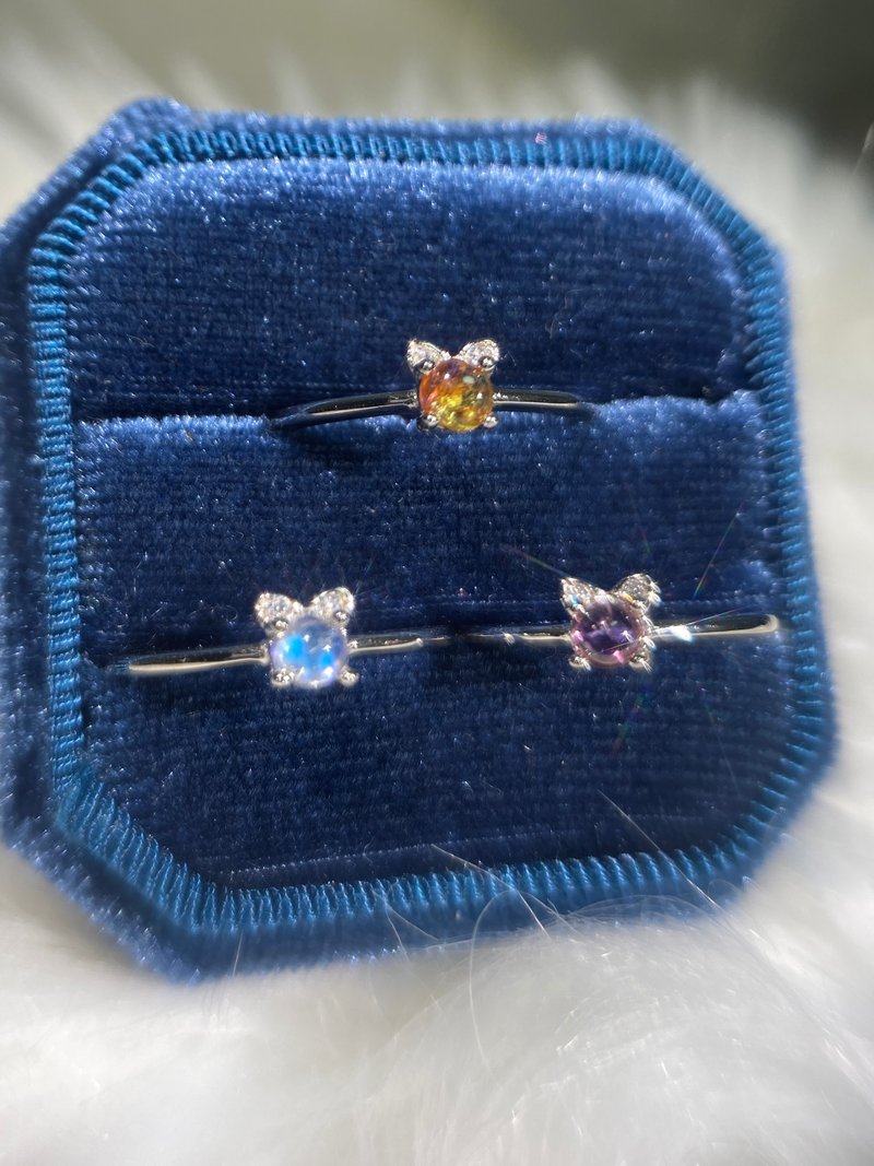 純銀貓戒指 貓咪寶石系列 姊妹款、情侶款 小克拉戒指 - 戒指 - 寶石 