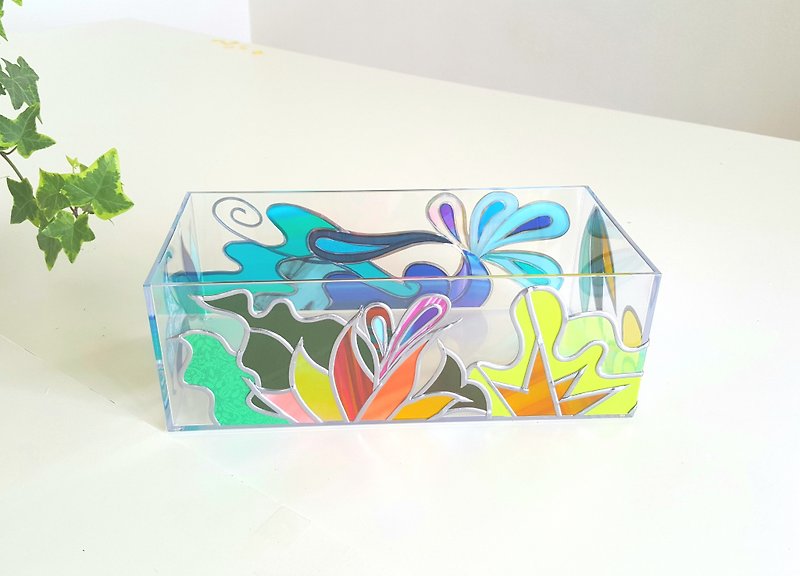 Order Ryukyu Island2   Glassart made Tissue case. - Tissue Boxes - Acrylic Multicolor
