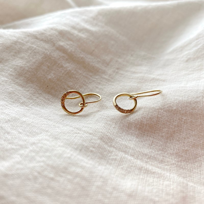 Aquamarine brass earrings - Earrings & Clip-ons - Copper & Brass Gold