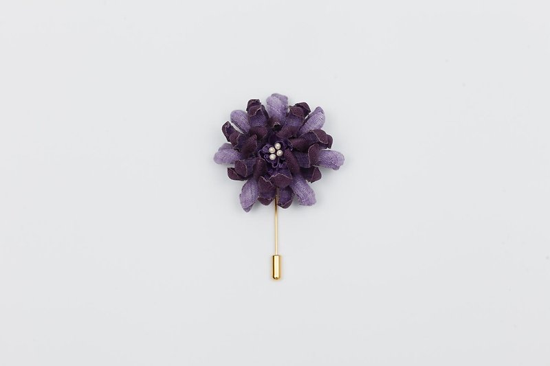 Anemone plant retro brooch corsage bouquet hand-made cotton Linen fabric design - เข็มกลัด - ผ้าฝ้าย/ผ้าลินิน 