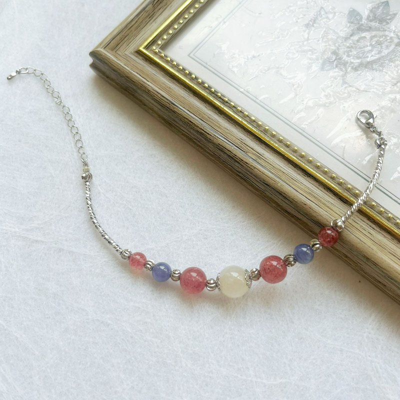 愛神 x 智慧 坦桑石 草莓晶 月亮石 水晶手鏈  生日禮物 姊妹 - 手鍊/手鐲 - 水晶 藍色