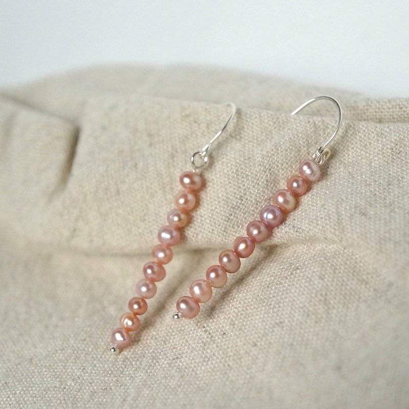 ITS-E116 [925 silver series, ear hook earrings, pearls] pearl ear hook earrings. - Earrings & Clip-ons - Gemstone Pink