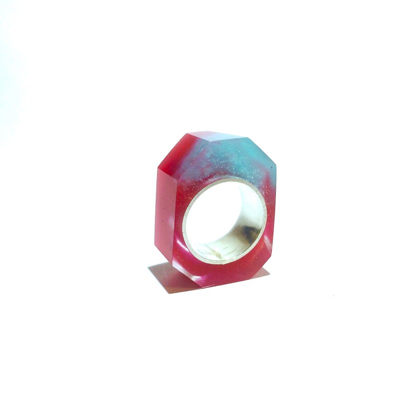 PRISM ring silver / red & light blue - General Rings - Other Metals Red