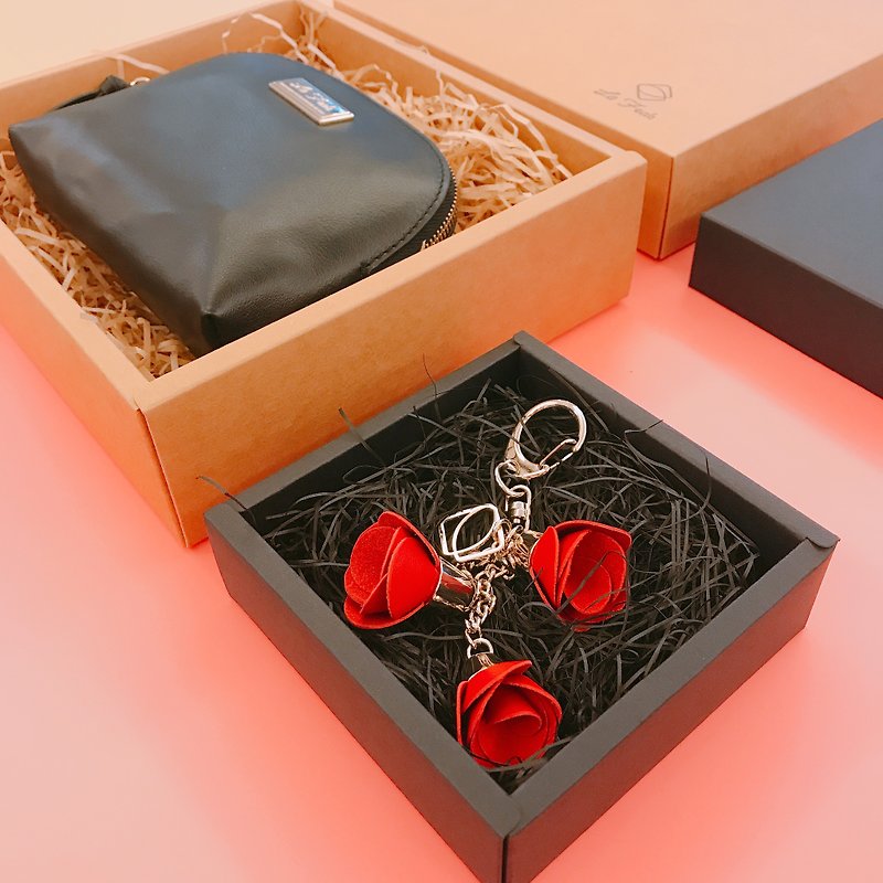 [La Fede] leather cosmetic bag + free rose pendant (limited sale on Mother's Day) - Toiletry Bags & Pouches - Genuine Leather Red