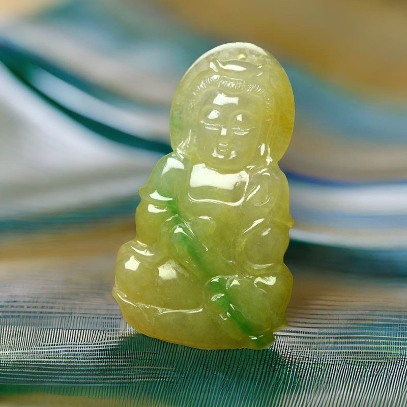 冰三彩翡翠觀音菩薩 | 天然緬甸玉翡翠A貨 | 送禮 - 項鍊 - 玉石 多色