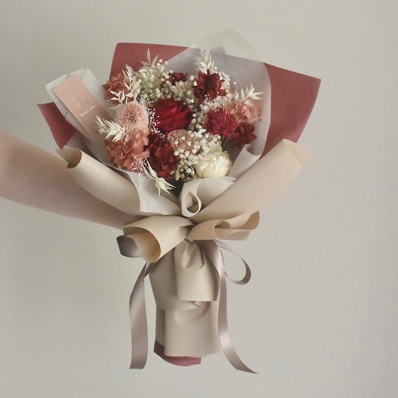 /韓国の花束/バラ不滅のドライフラワープロポーズバレンタインデーと星が溢れる中国のバレンタインデーセレモニー - ドライフラワー・ブーケ - 寄せ植え・花 レッド