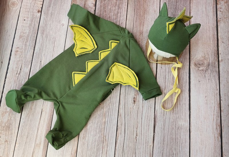 Dragon newborn romper Newborn dinosaur costume dino dragon, New year outfit - 嬰兒手鍊/飾品 - 其他材質 綠色