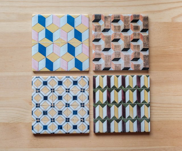 ポルトガルのタイルコースターlGタイプ4ピースセットlリスボンで