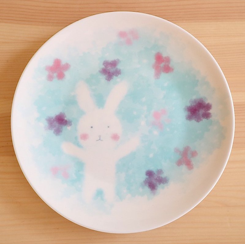6.5吋瓷盤畫- 兔兔花語 / 骨瓷 / 可微波 / 通過SGS - 碟子/醬料碟 - 瓷 粉紅色